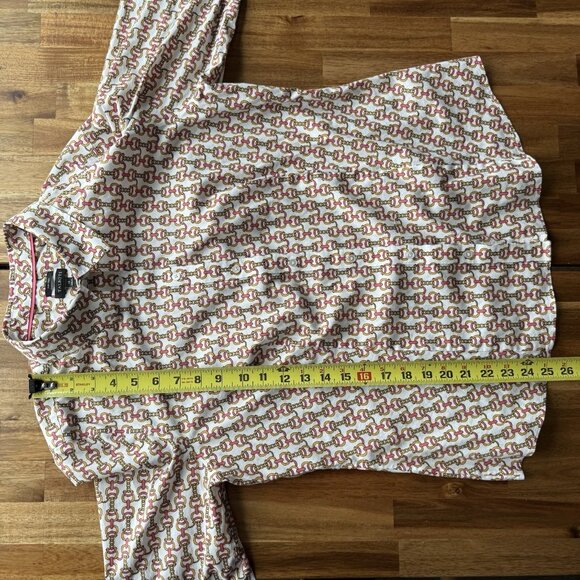 Talbots Horsebit Print Button Down Shirt Size 14 Equestrian Blouse Old Money - Picture 12 of 14